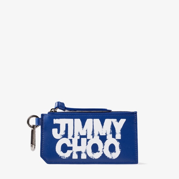 Jimmy Choo/ Eric Haze Graffiti Logo LiseCard Holder with Key clip Blue - Picture 1 of 5